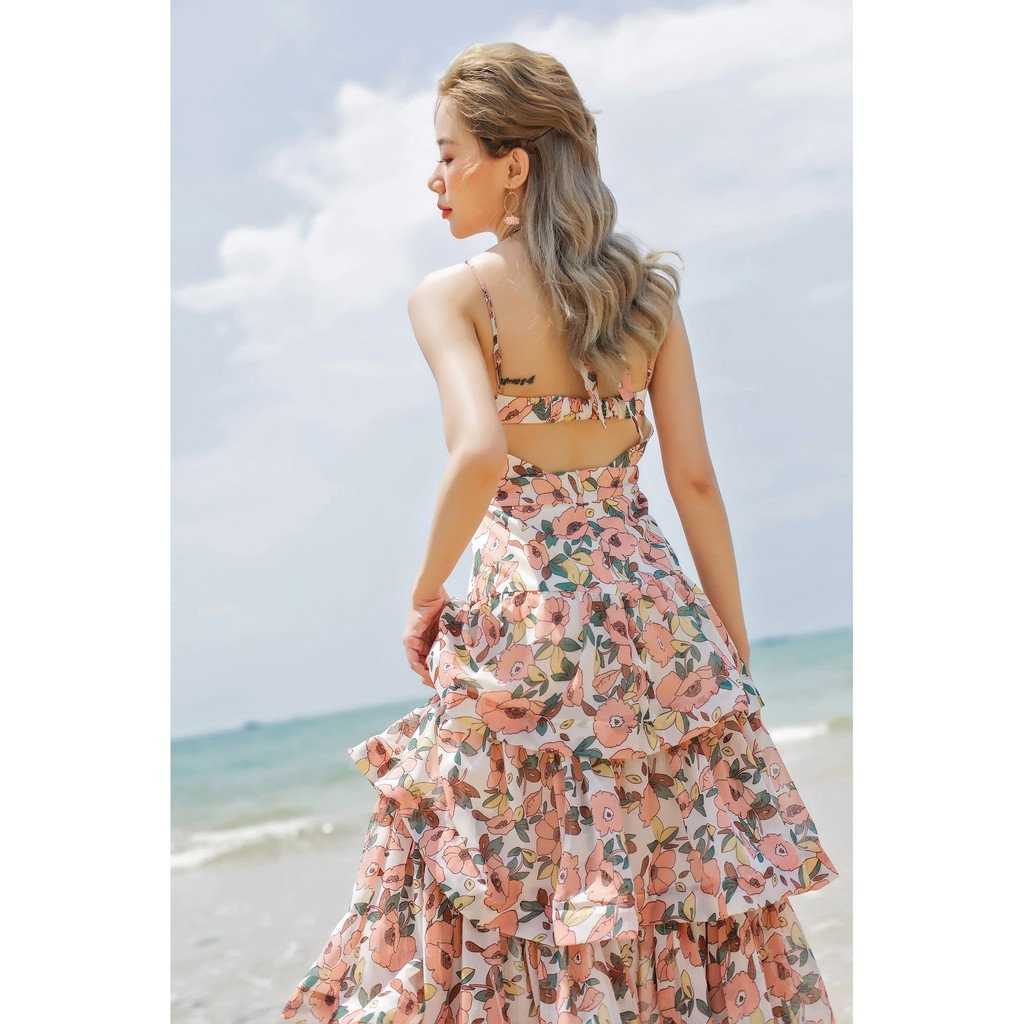 SÒ VINTAGE - GENY Đầm yếm hoa phối nhiều tầng | BigBuy360 - bigbuy360.vn