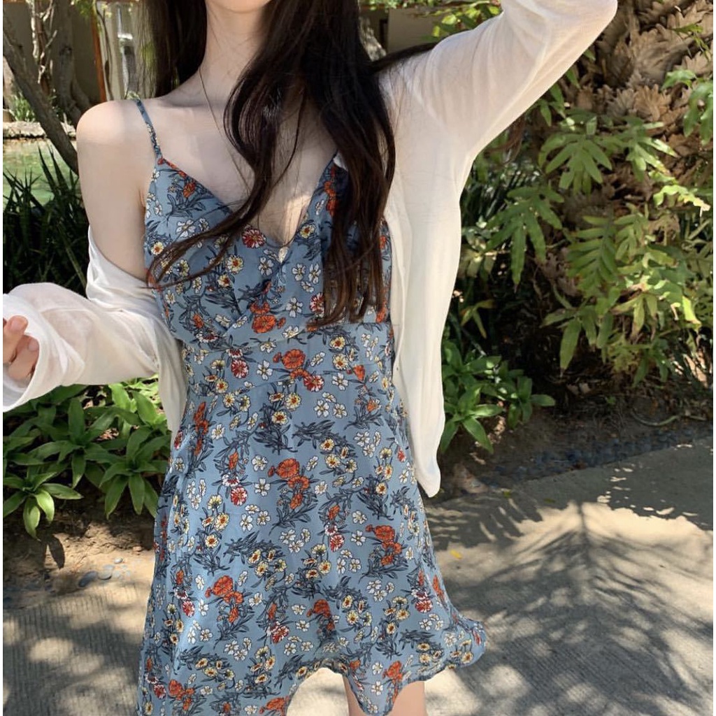 Váy Hoa Đi Biển, Váy Thời Trang Nữ Chất Thun Họa Tiết Hoa Lá Nữ Tính Mát Mẻ VB