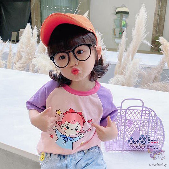 Áo Thun Ngắn Tay In Họa Tiết Hoạt Hình Cho Bé Gái