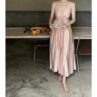 Đầm lụa xếp ly cổ v wabisabi n2005