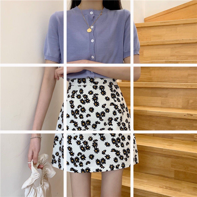 Chân váy chữ A hoa cúc có may kèm quần bên trong | BigBuy360 - bigbuy360.vn