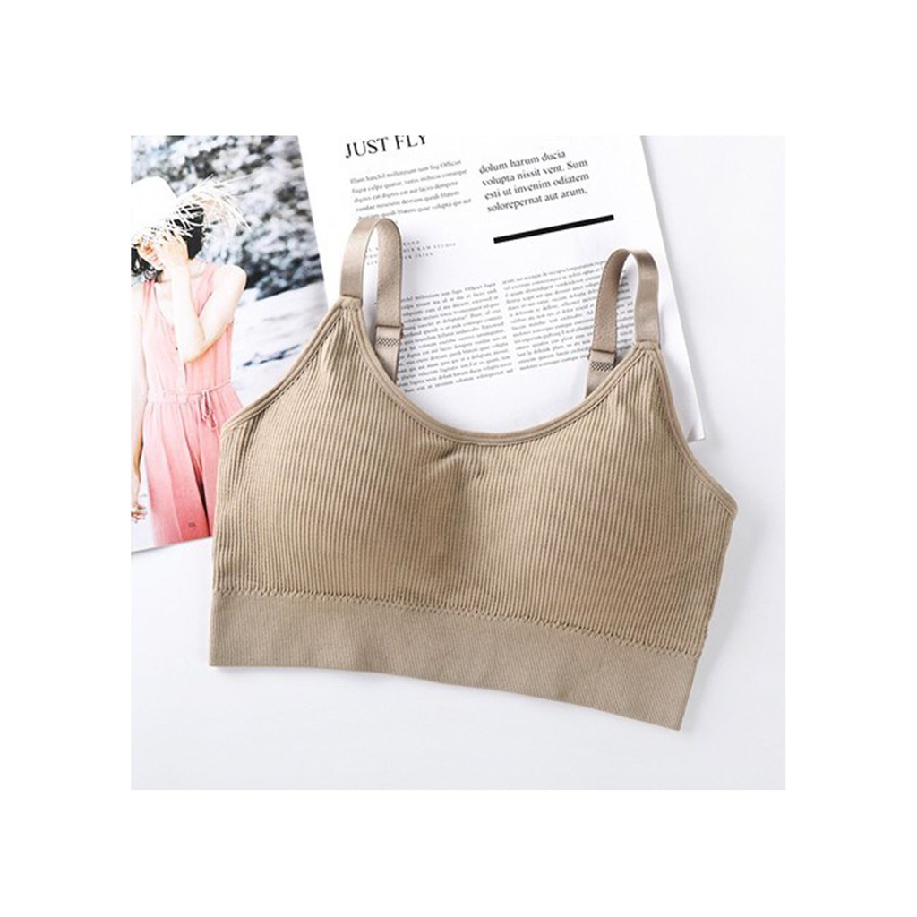 Áo bra cotton gân tăm dây to