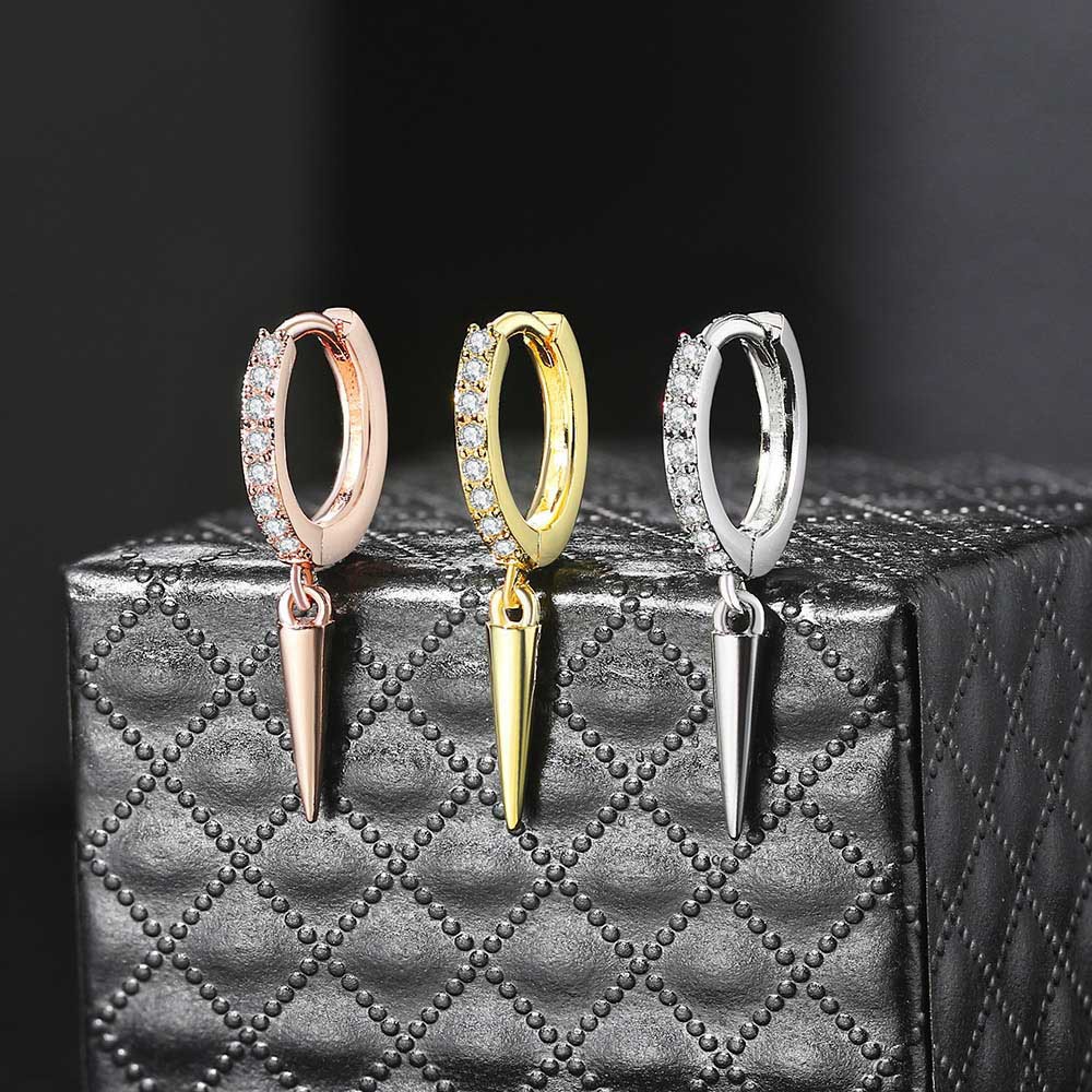 AROMA New Dangle Earrings Korean Ear Studs Earrings Triangle Cone Daily Fashion Jewelry Geometric Diamond Zircon Hip Hop Hoop Earrings/Multicolor