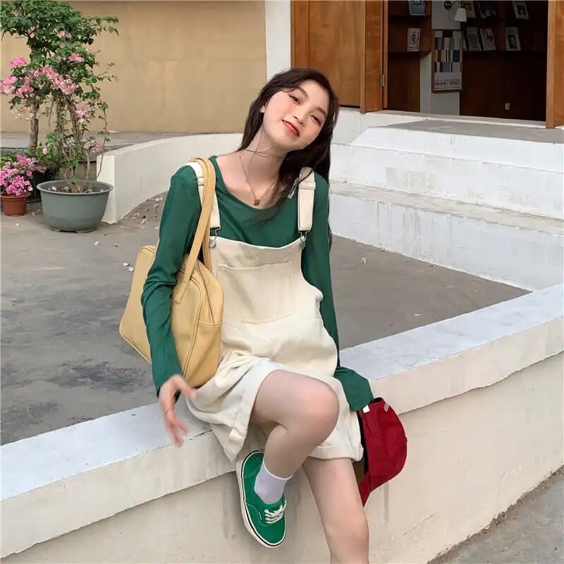 Yếm be form rộng túi hộp style Ulzzang