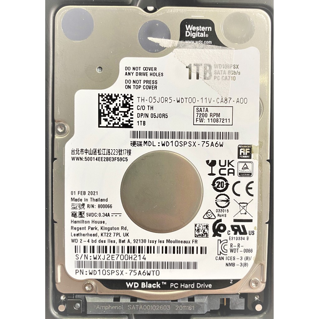 Ổ Cứng HDD Western 1TB SATA 7200RPM 2.5 Inch đã sử dụng mới 99%