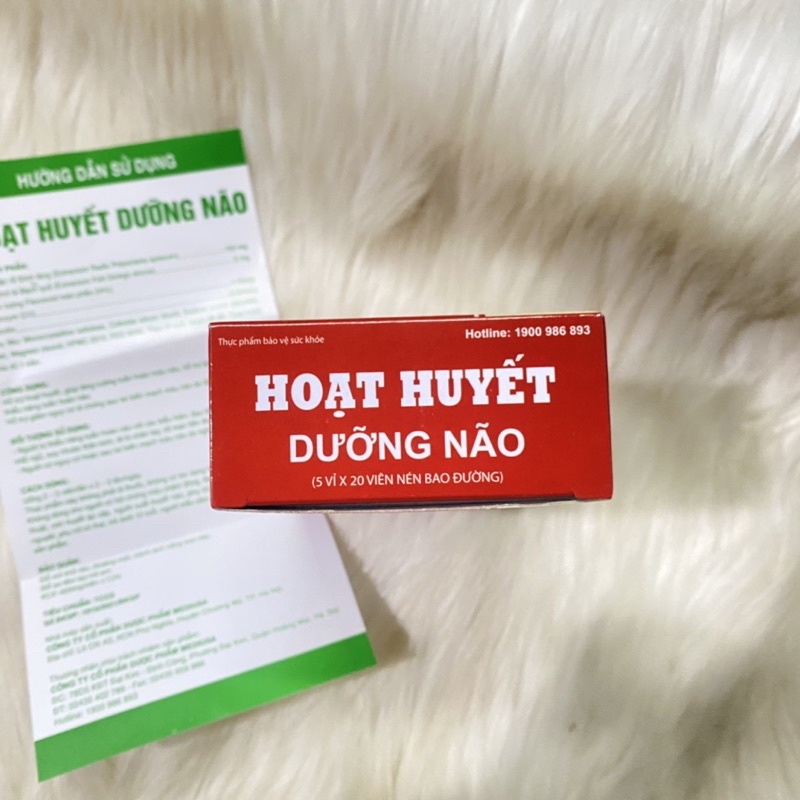HOẠT HUYẾT DƯỠNG NÃO hộp 100 viên bao đường - Citicolin - Coenzym Q10 - Bổ não, tăng cường tuần hoàn máu não