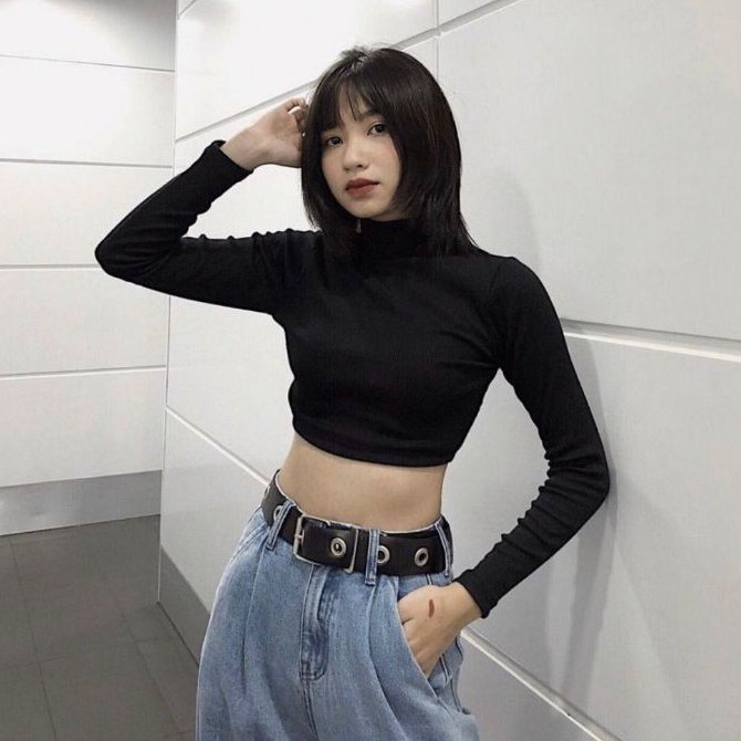 Áo Croptop Cổ Lọ Dài Tay Chất Thun Co Dãn 4 Chiều Mùa Trắng Freesize  "CROPTOP CỔ LỌ TAY DÀI" | BigBuy360 - bigbuy360.vn