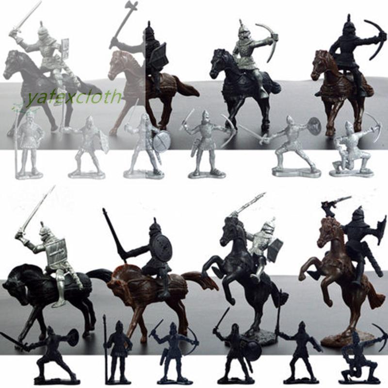 Set 28 mô hình trang trí chiến binh thời Trung cổ cưỡi ngựa