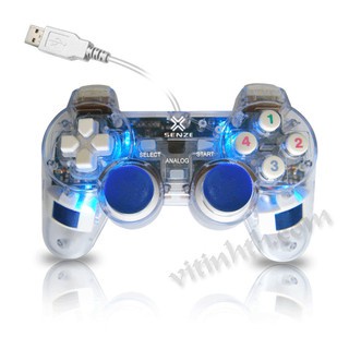 Tay Cầm Chơi Game PC Cổng USB Có Đèn Led Rung Trong Suốt Senze SZ EW-702