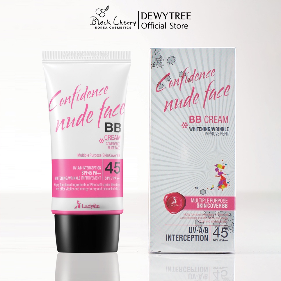 Kem nền che khuyết điểm chống nắng kiềm dầu dưỡng trắng da Ladykin Confidence Nude face BB Cream SPF45 PA++ 40ml