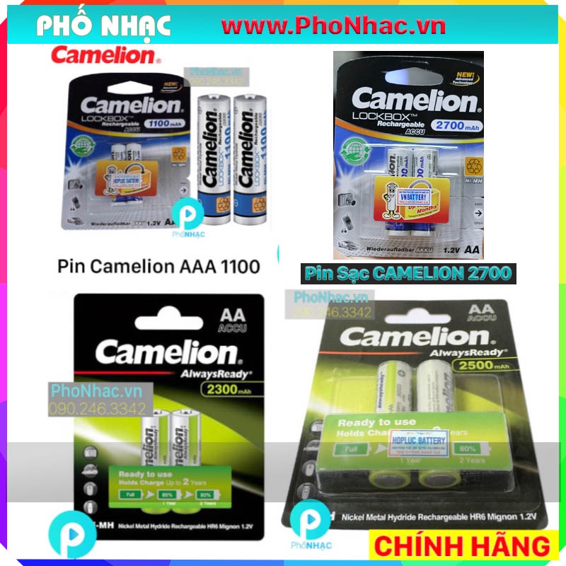 PIN SẠC AA,AAA CAMELION 2700MAH, 2500MAH, 1100MAH. Sạc Nhanh Camelion