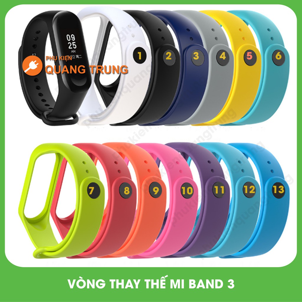 Dây cao su thay thế cho thiết bị miband 3,nhiều màu,bền đẹp giá rẻ-Tặng dán màn hình