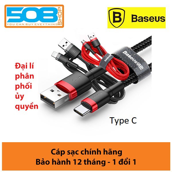 Cáp sạc nhanh, truyền dữ liệu tốc độ cao Baseus Cafule Type C (3A, Sạc nhanh Quick charge 3.0)