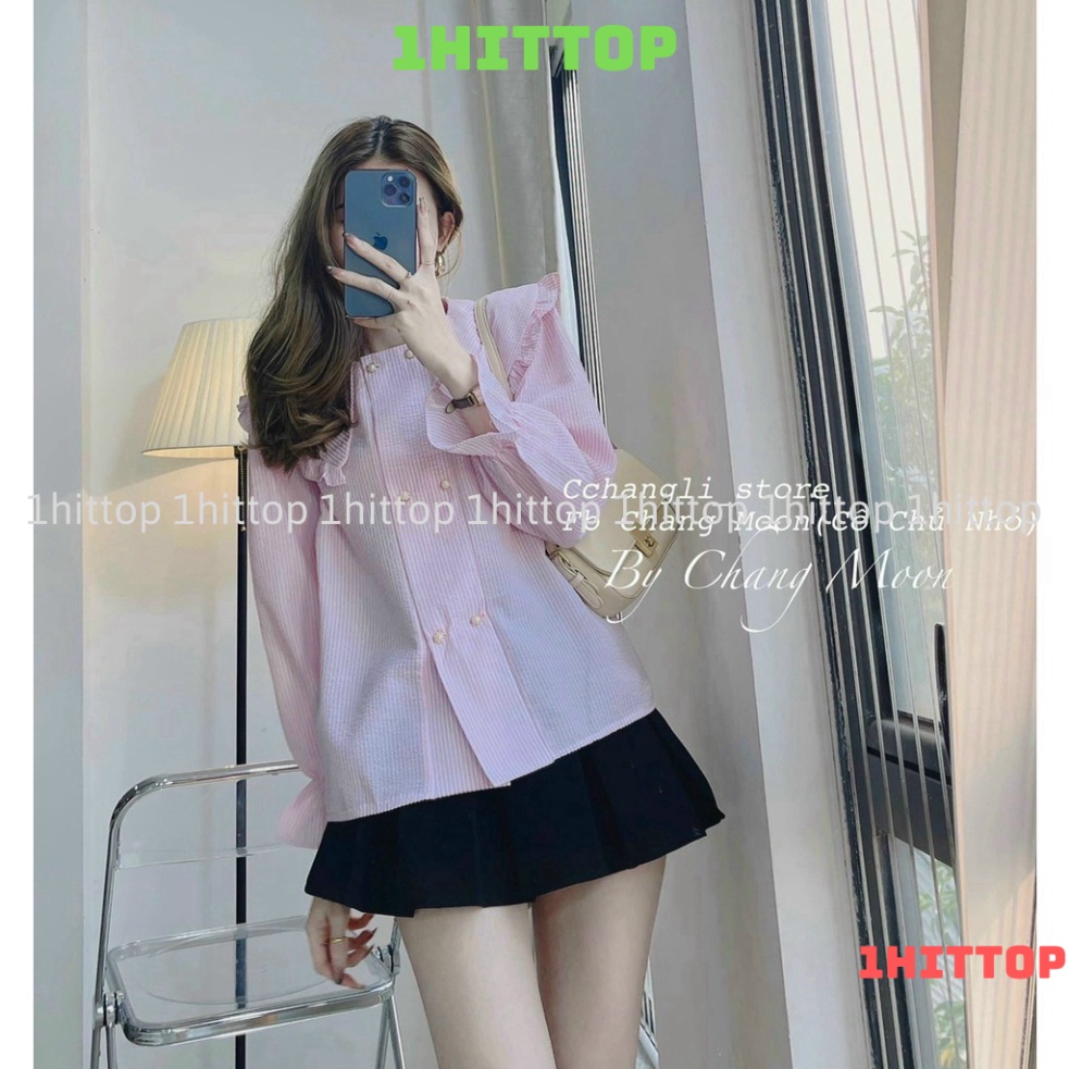 Áo babydoll tay bèo 2 màu hàng đẹp HA0005 1hittop