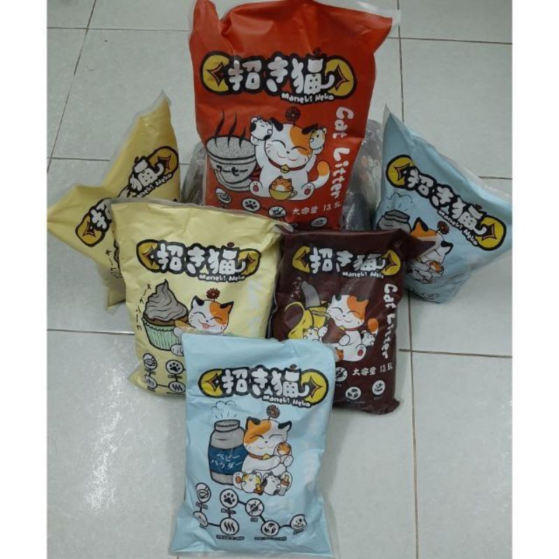 Cát vệ sinh Mèo - Cát Nhật MANEKI NEKKO bentonite cat litter siêu thấm hút cực vón khử mùi hiệu quả giá 1 bao/tải/6 túi