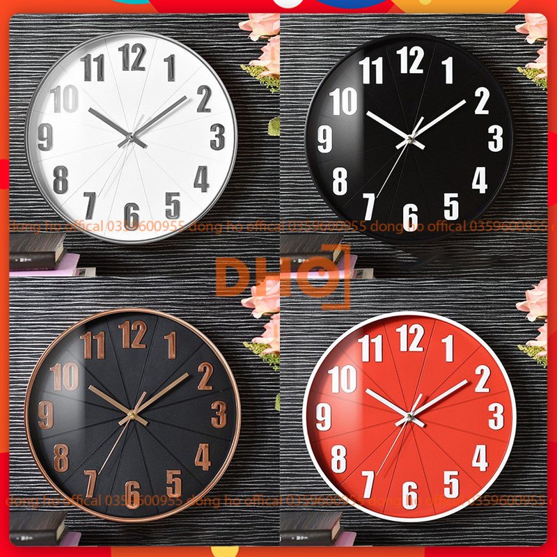 Đồng Hồ Treo Tường kim trôi trang trí phòng khách, phòng văn phòng, đẹp đường kính 30 cm