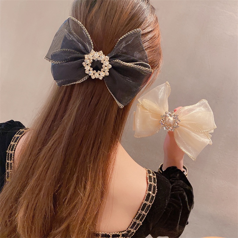 Kẹp Tóc Hình Nơ Đính Đá Lấp Lánh Sang Trọng Cho Nữ