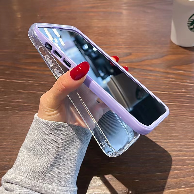 Ốp Điện Thoại Silicon Trong Suốt Màu Kẹo 3 Trong 1 Cho iPhone 13 Pro Max 11 Pro Max 12 XR X XS Max 6 6s 7 Plus 8 13Mini 12Mini