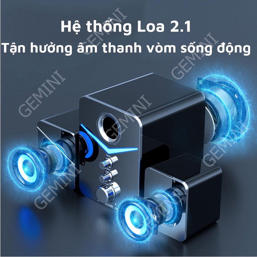 Loa máy vi tính để bàn Super Bass MC D221 cực hay đèn led cao cấp cho laptop PC điện thoại Gemini Shop