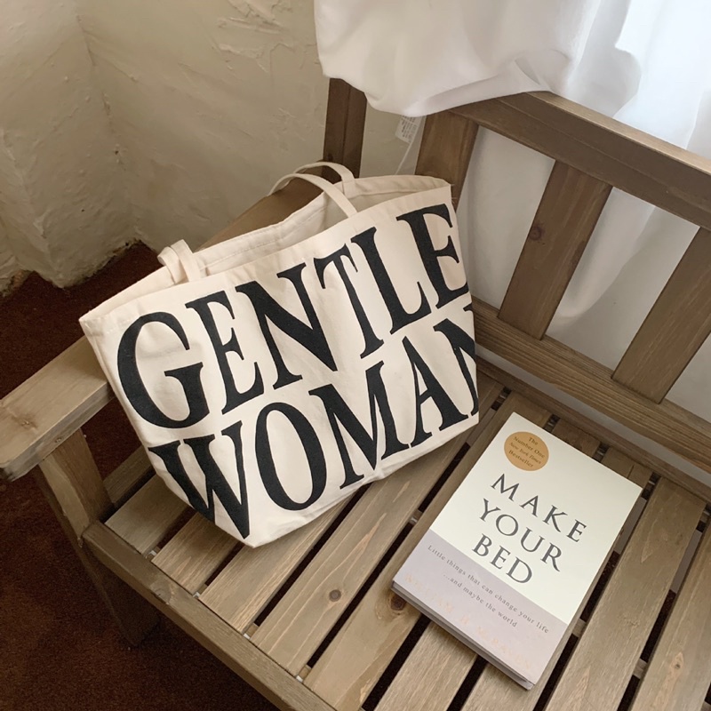 Túi tote in chữ gentle woman thời trang vừa lap