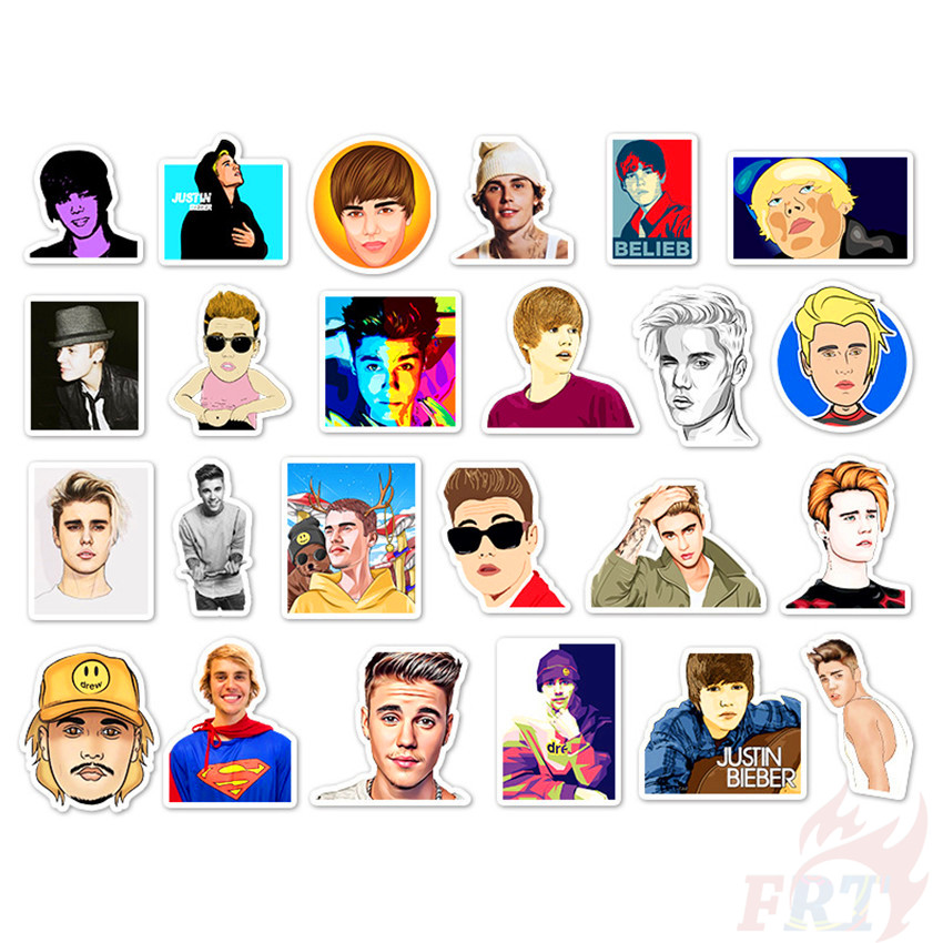 Bộ 50 miếng dán chống thấm nước hình ca sĩ Justin Bieber dùng trang trí