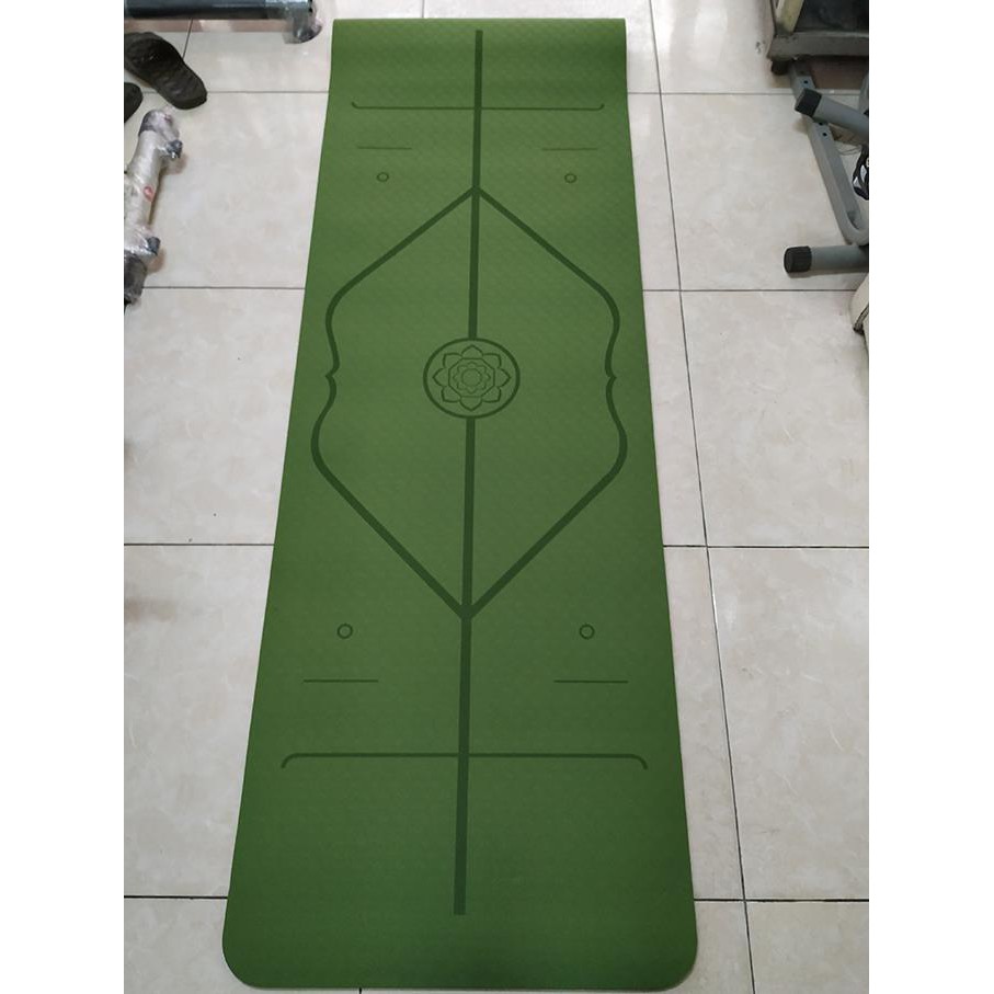 Thảm yoga định tuyến TPE 8mm cao cấp loại 1 (kèm túi  khóa chống nước 100k + dây buộc)