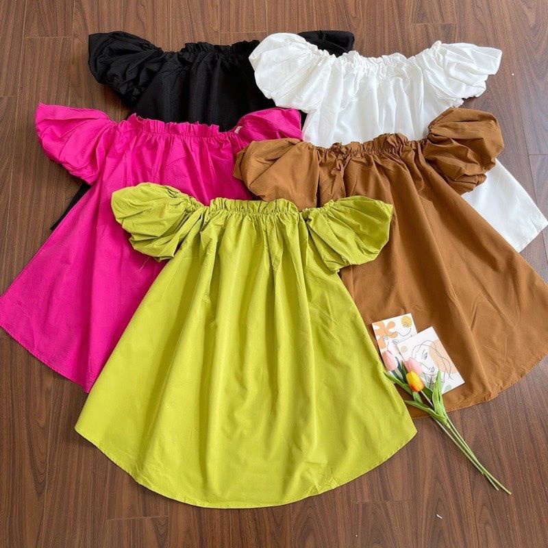 Áo bẹt vai tay phồng phôm suông giấu quần SIÊU HOT PC2022