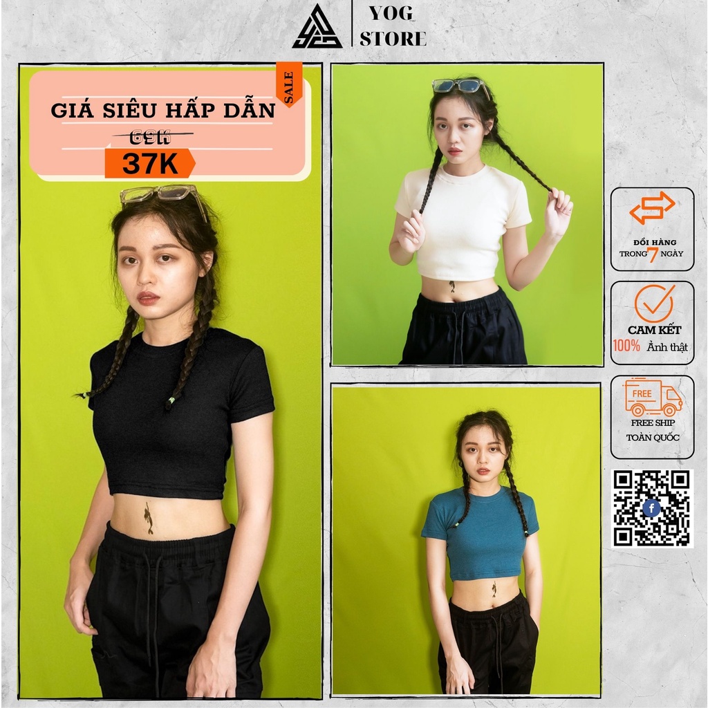 Áo croptop cộc tay chất bozip áo ba lỗ cổ tròn basic rễ phối đồ