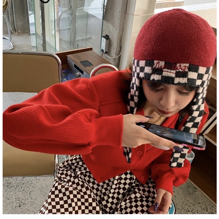 Mũ len dệt kim MG STUDIO thiết kế họa tiết sọc thời trang