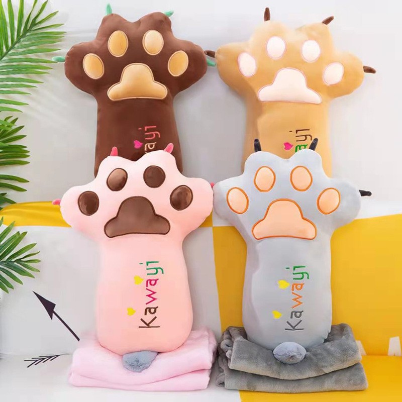 Chăn Gối Văn Phòng 3 trong 1 - Bộ Chăn Gối Hình Bàn Chân Mèo Dễ Thương T2 - GIADUNGHANOI39