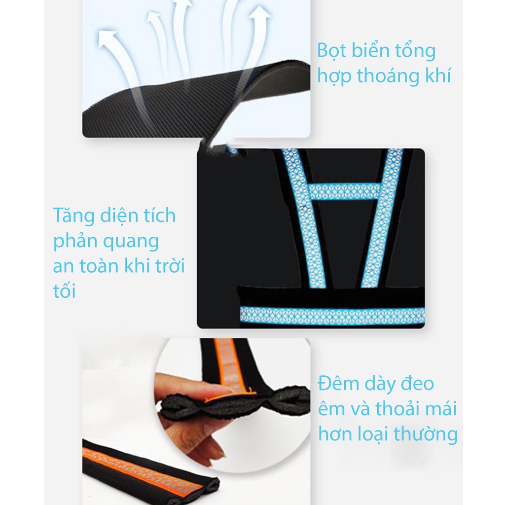 Đai đi xe máy cho bé 1-10 tuổi dodoto vải sợi polyester thoải mái thoáng mát, đeo vai, thắt lưng, đai ngực