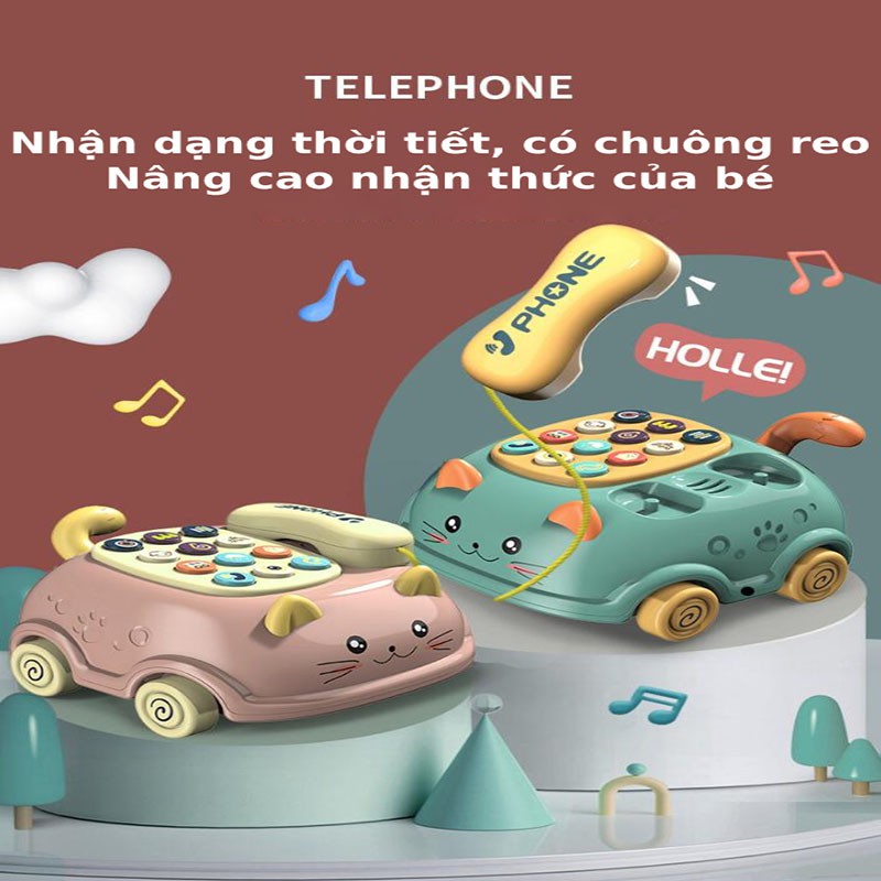 ĐỒ CHƠI ĐIỆN THOẠI ❤️FREESHIP❤️ ĐỒ CHƠI DIỆN THOẠI Ô TÔ CON MÈO KÉO CHO BÉ - MoMoMart