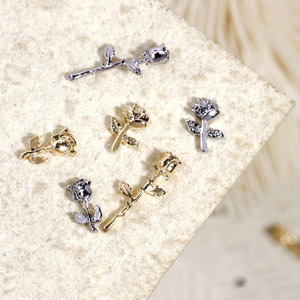 EXPEN Phụ Kiện Trang Trí Móng Tay Hình Hoa Hồng Bằng Hợp Kim Phong Cách Hàn Quốc Sang Trọng DIY