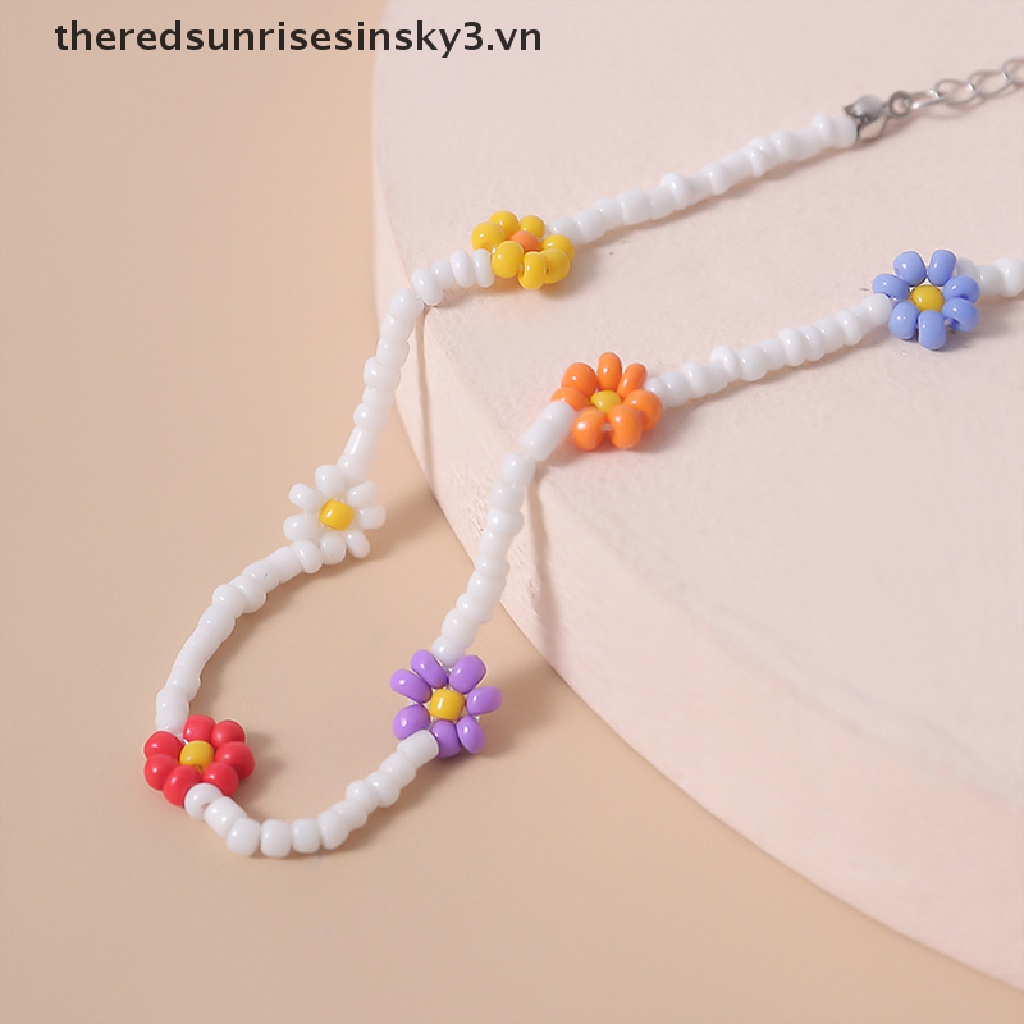 Vòng Cổ Choker Đính Hạt Hình Hoa Cúc Handmade Phong Cách Bohemian Dành Cho Nữ