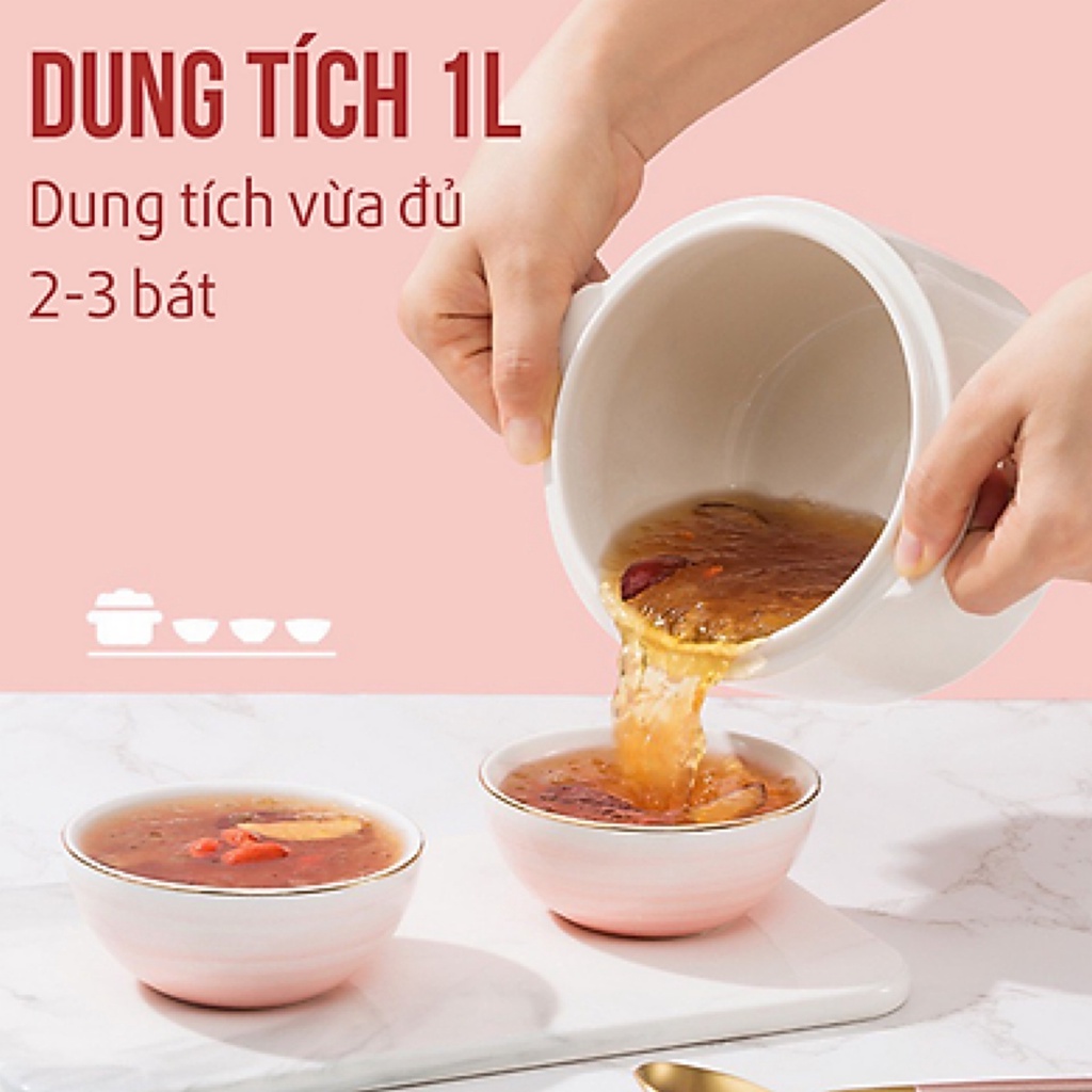 Nồi chưng TỔ YẾN SÀO THƯƠNG HIỆU SEKA GT68 tự động có hẹn giờ dung tích 1 lít lòng nồi bằng sứ Yến Sào An Toàn