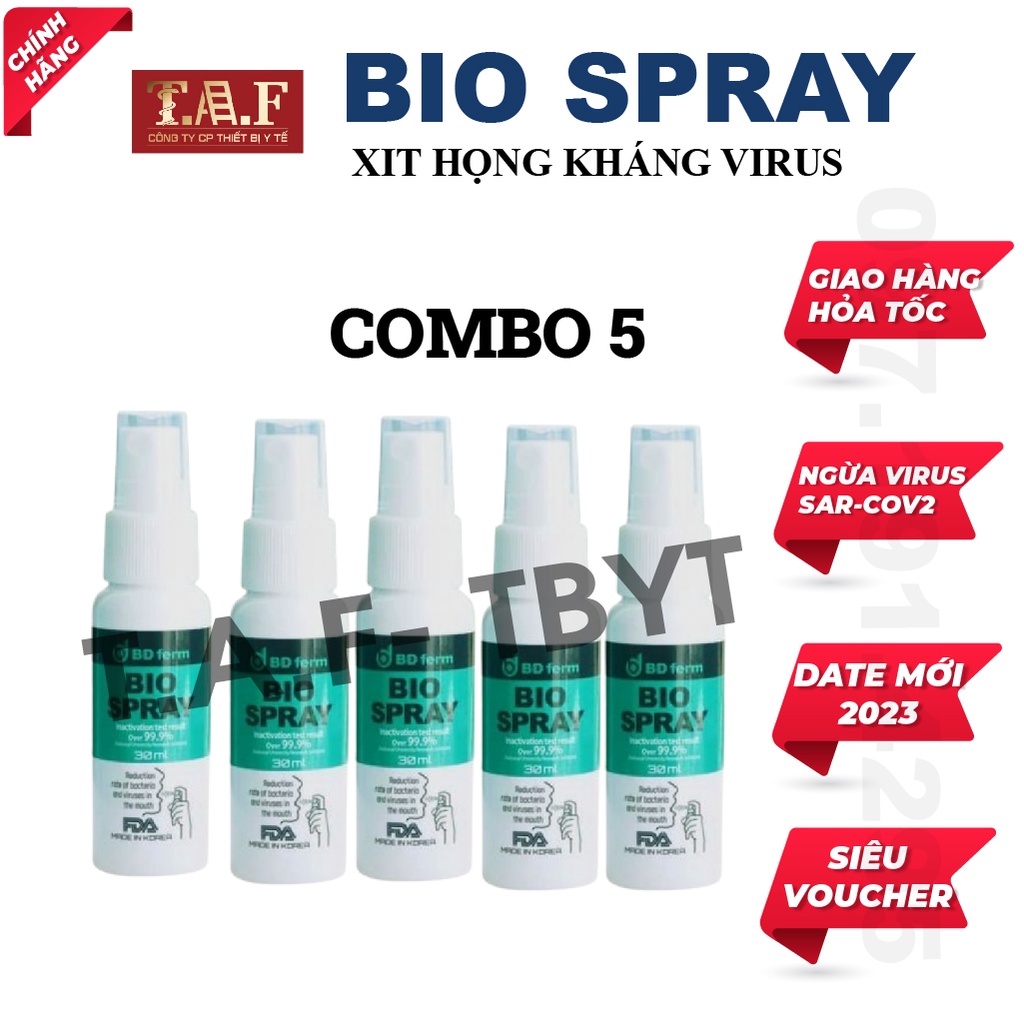 COMBO 5 chai xịt họng Bio Spray trẻ em kháng khuẩn 30 ml dùng cho mọi lứa tuổi