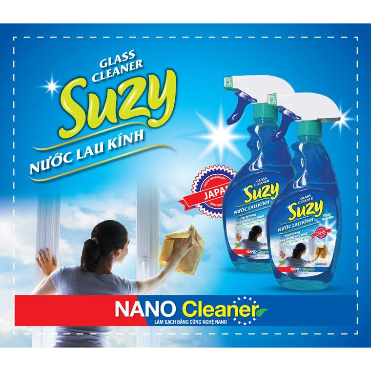 Nước lau kính SUZY 500ml có vòi xịt, thành phần HỮU CƠ, chất lượng NHẬT BẢN