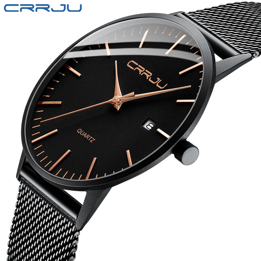 Đồng hồ nam CRRJU 2172X thạch anh mỏng chống nước dây bằng inox