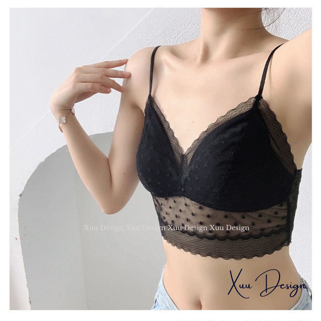 Áo bra nữ dáng chữ U Xuu, phối ren xuyên thấu mềm mại gợi cảm - BR15