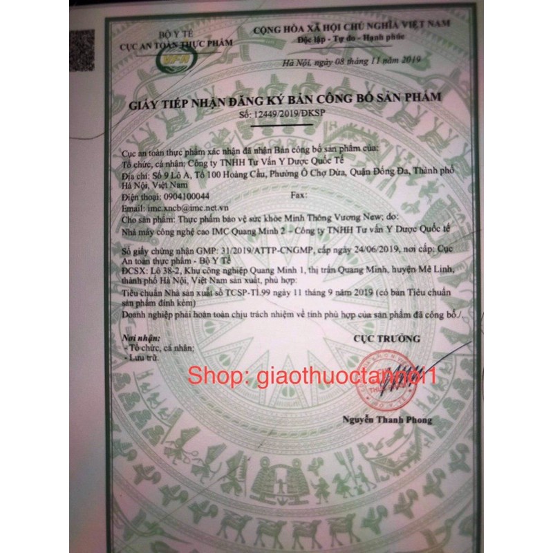 ❤ MINH THÔNG VƯƠNG New - Giảm Xơ Vữa Động Mạch Tăng Tuần Hoàn Máu Não