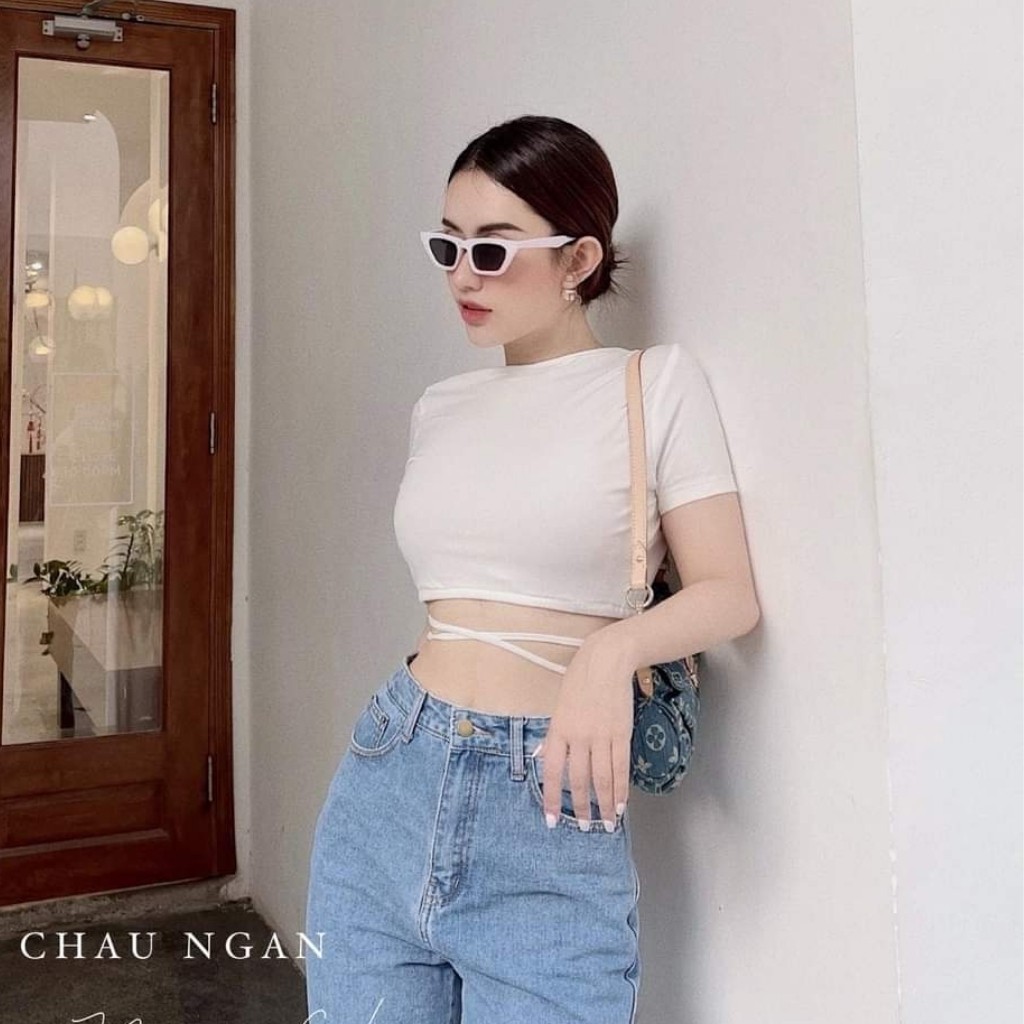 Áo Kiểu Croptop Tay Ngắn Mặc Được Hai Kiểu Trước Và Sau _ Chất Borip Dày Dặn _ Ảnh Thật | BigBuy360 - bigbuy360.vn