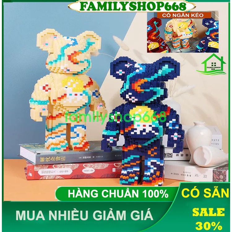 Xếp hình lắp ráp Le go tượng gấu bearbrick cỡ 35cm  bear brick LOL Jinx League XINZAI trưng bày trang trí sang trọng