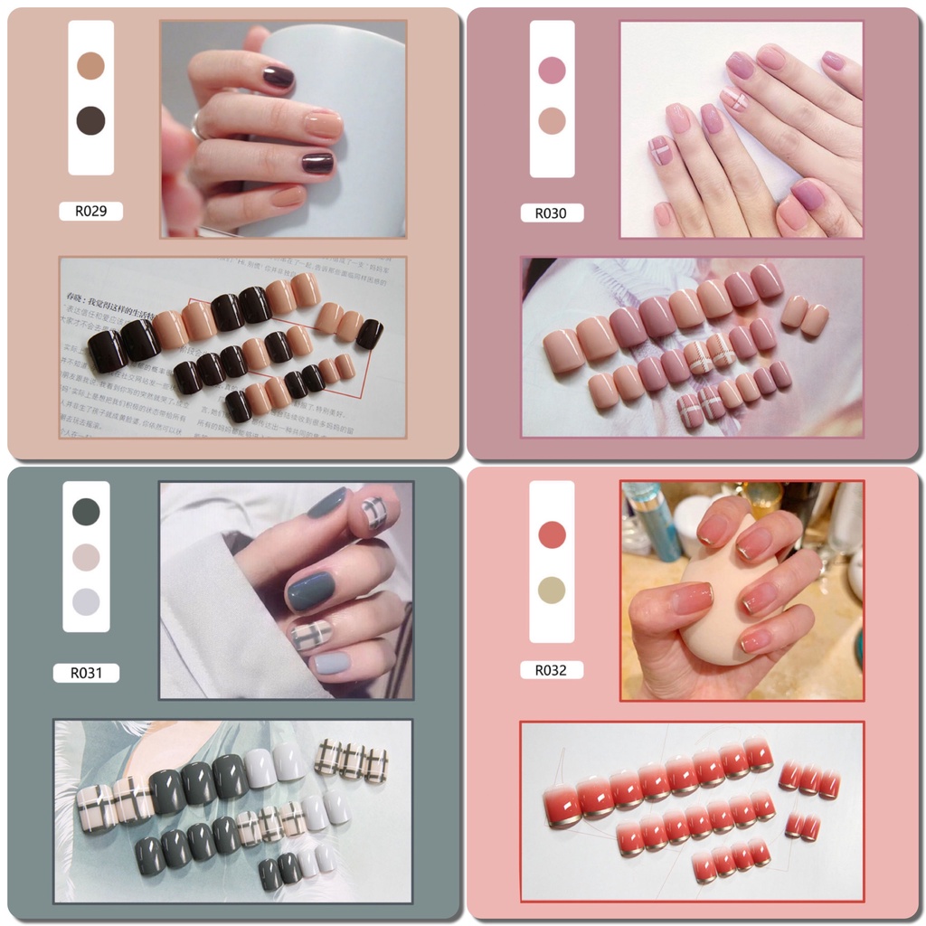 [Hàng mới về] Set 24 móng tay giả thời trang có keo dán R021-R040