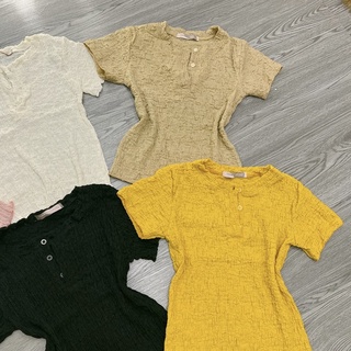 Áo thun xốp cổ tròn Phối Cúc