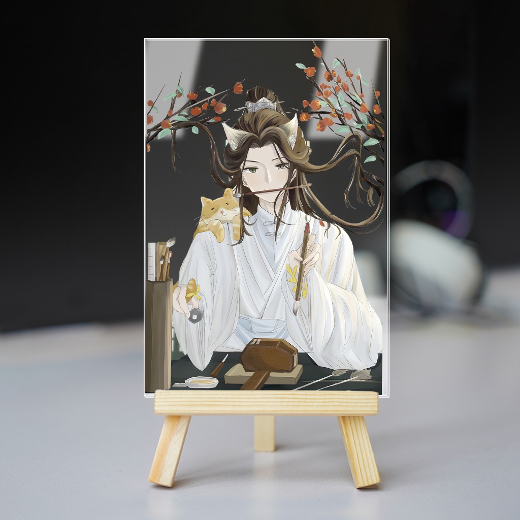Tranh kính 2ha Husky Và Sư Tôn Mèo Trắng Của Hắn boys love đam mỹ trang trí góc học tập phụ kiện shop HM Decor