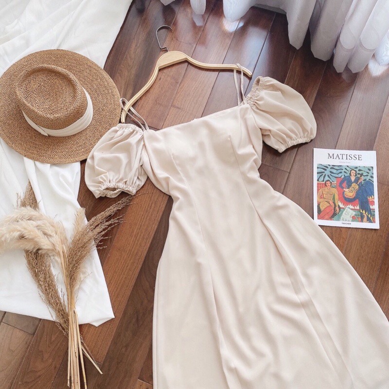 ĐẦM DA RỚT VAI TAY NGẮN PHỒNG - LERA DRESS T176 | BigBuy360 - bigbuy360.vn