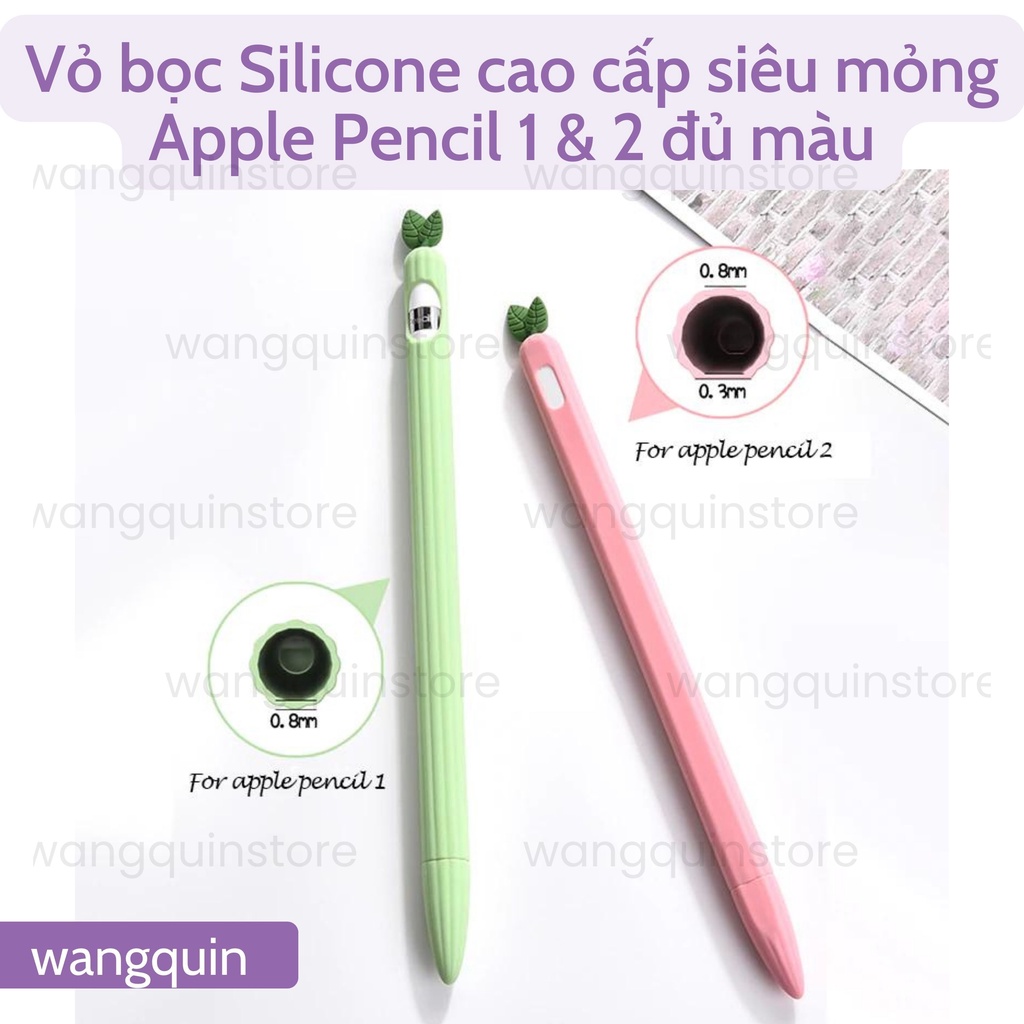 Vỏ bao ốp silicon case bút cảm ứng pencil Gen 1 và Gen 2 chiếc lá - Vỏ bọc bảo vệ bút cảm ứng cao cấp siêu mỏng đủ màu