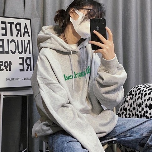 ZHELIHANGFEI Áo Hoodie Tay Dài Dáng Rộng Phong Cách Preppy Độc Đáo Dễ Phối Đồ