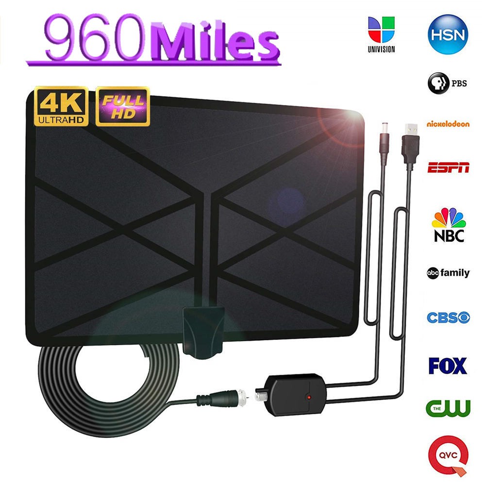 Ăng ten TV kĩ thuật số khuếch đại trong nhà khoảng cách 960 Mile với màn hình 4K HD1080P