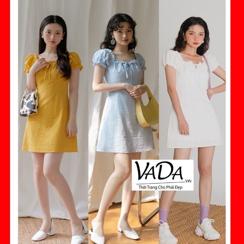 Đầm form suông tay phồng form chữ A
